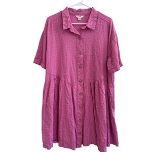 Terra & Sky Pink Button-Front Mini Dress